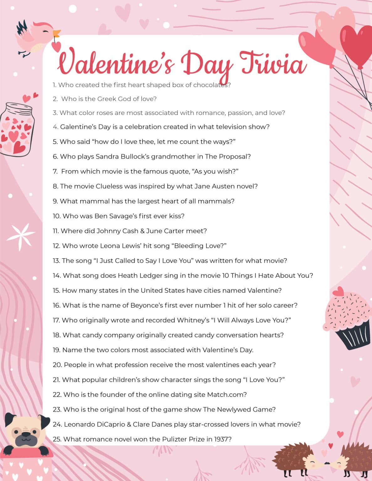 Free Valentines Printable Games