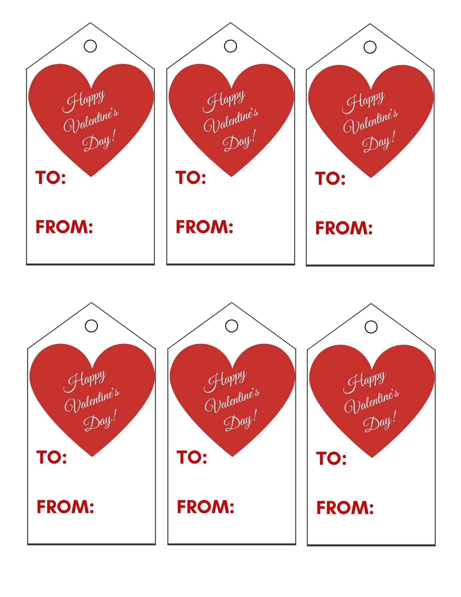 Printable To And From Valentine Tags