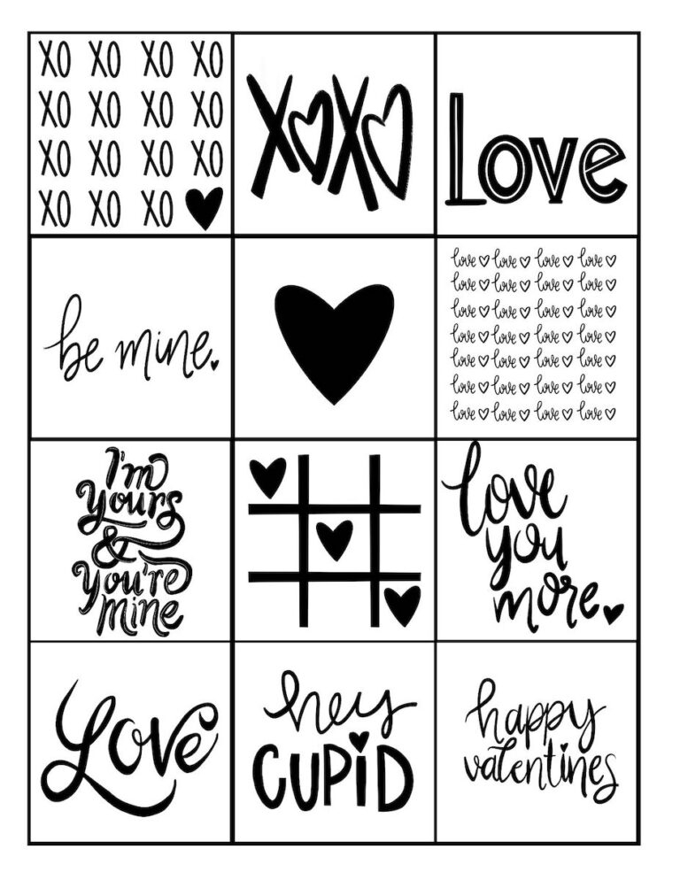 Free Black And White Valentine Printables