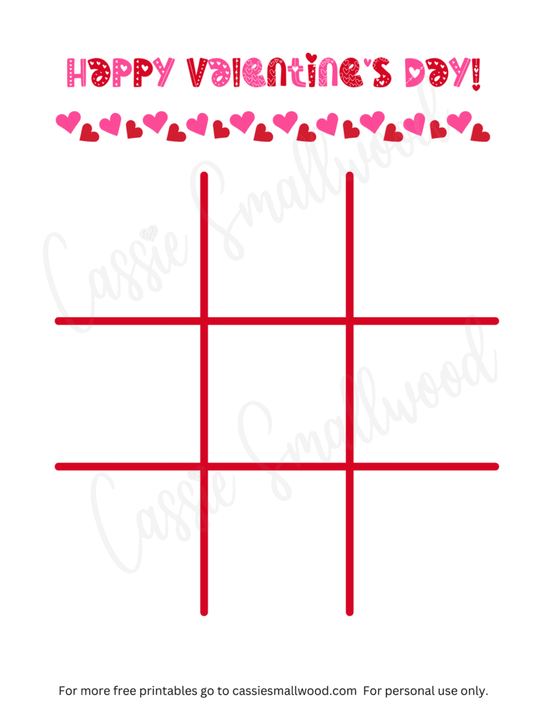 Printable Valentine Tic Tac Toe Board