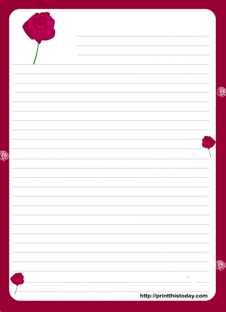 Printable Valentine Writing Paper