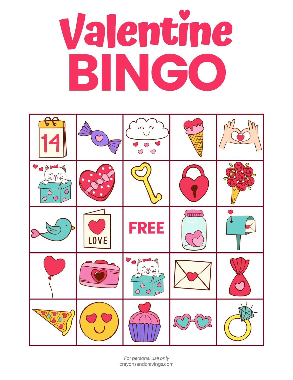 Free Printable Valentine's Day Bingo