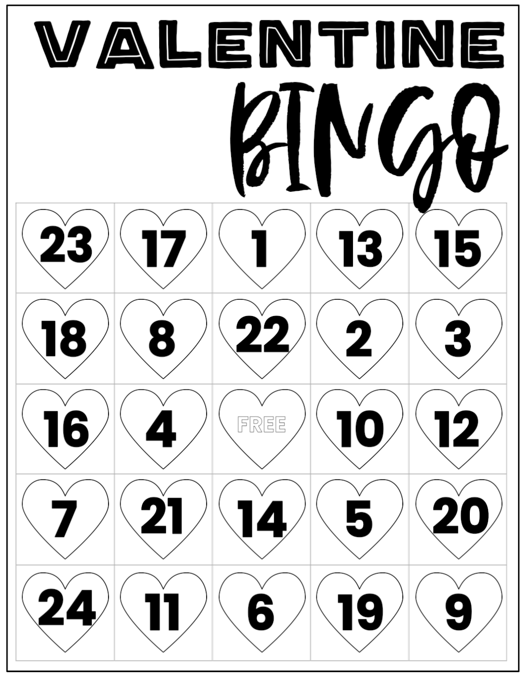 Blank Valentine Bingo Printable