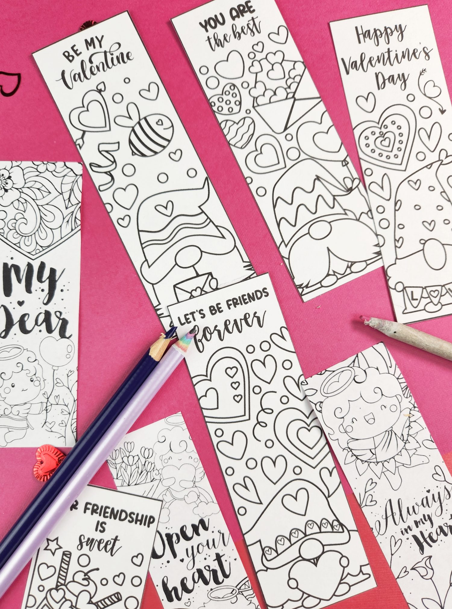 Printable Valentine Bookmarks To Color
