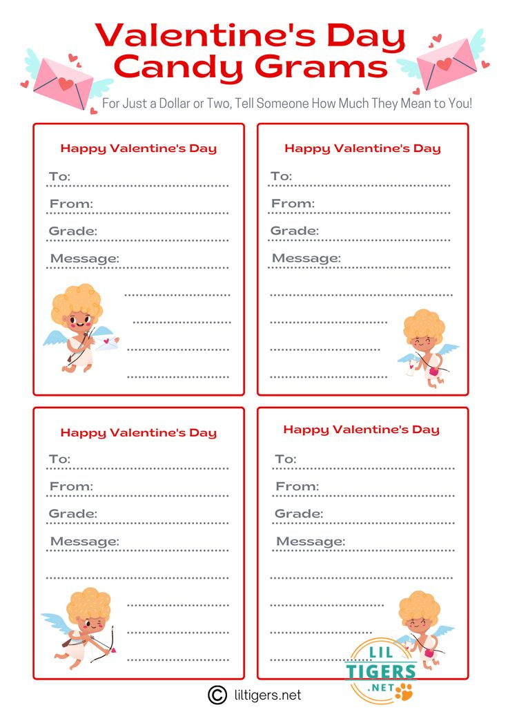 Candy Grams For Valentines Printables