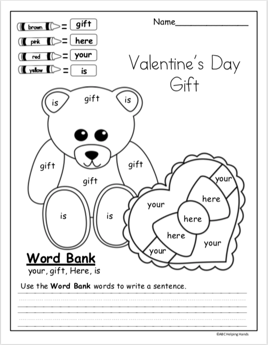 Valentine's Day Kindergarten Printables