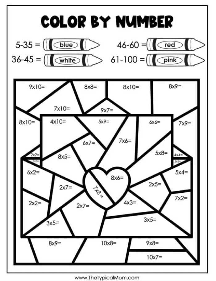 Valentine Color By Number Free Printable