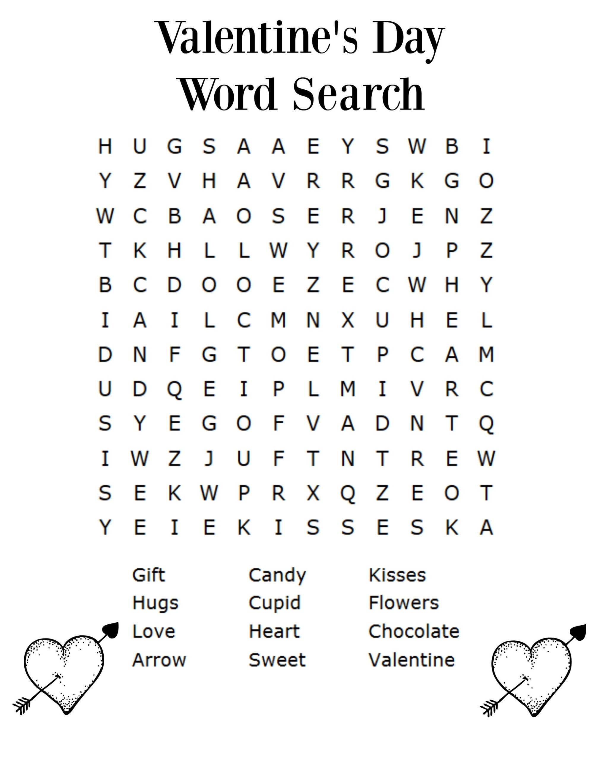 Free Valentines Word Search Printable