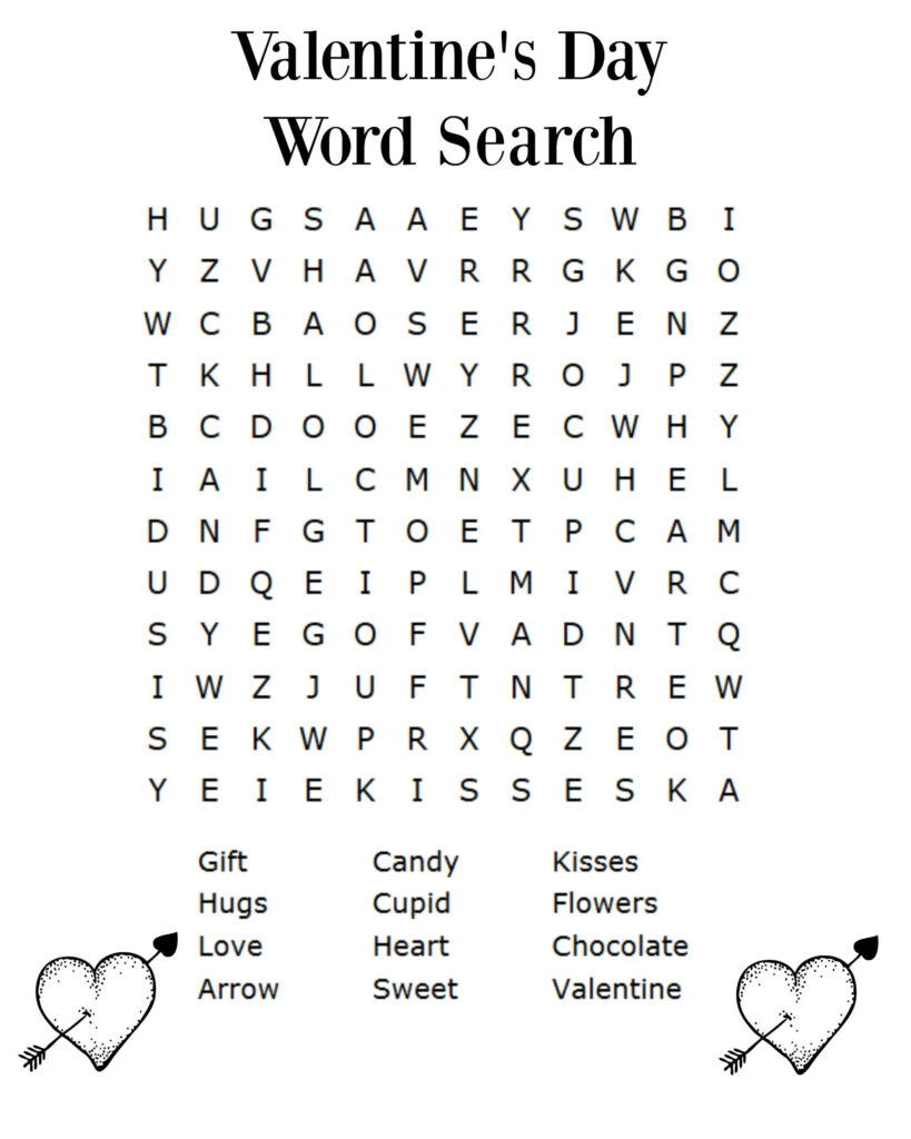 Word Search Valentines Printable