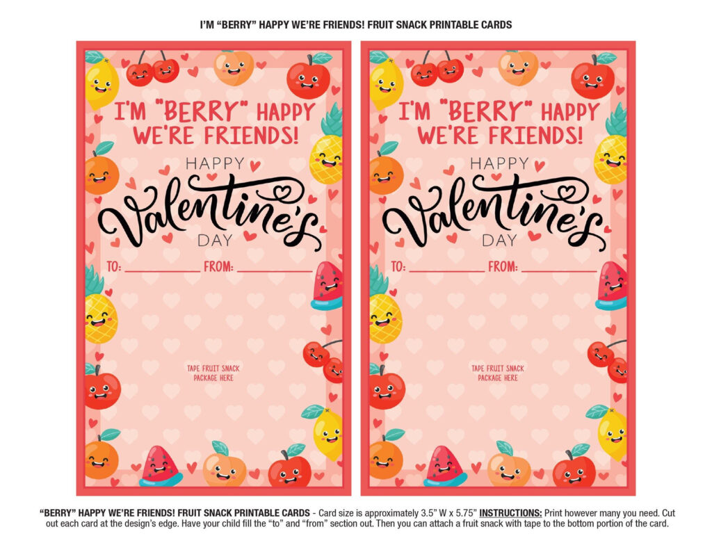 Fruit Snack Valentine Printable Free