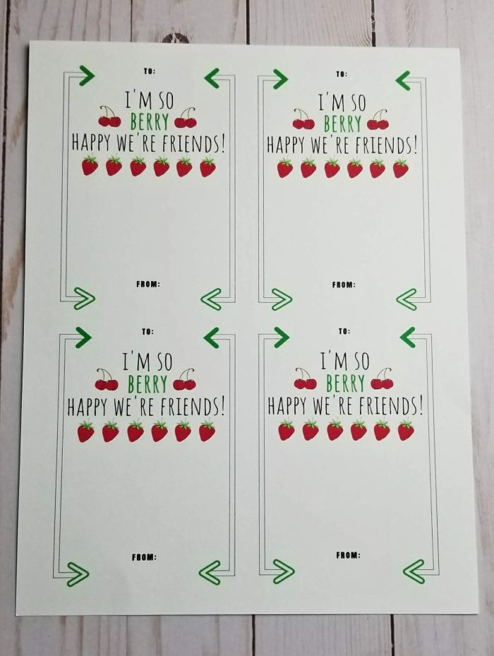 Fruit Snack Valentine Printable Free