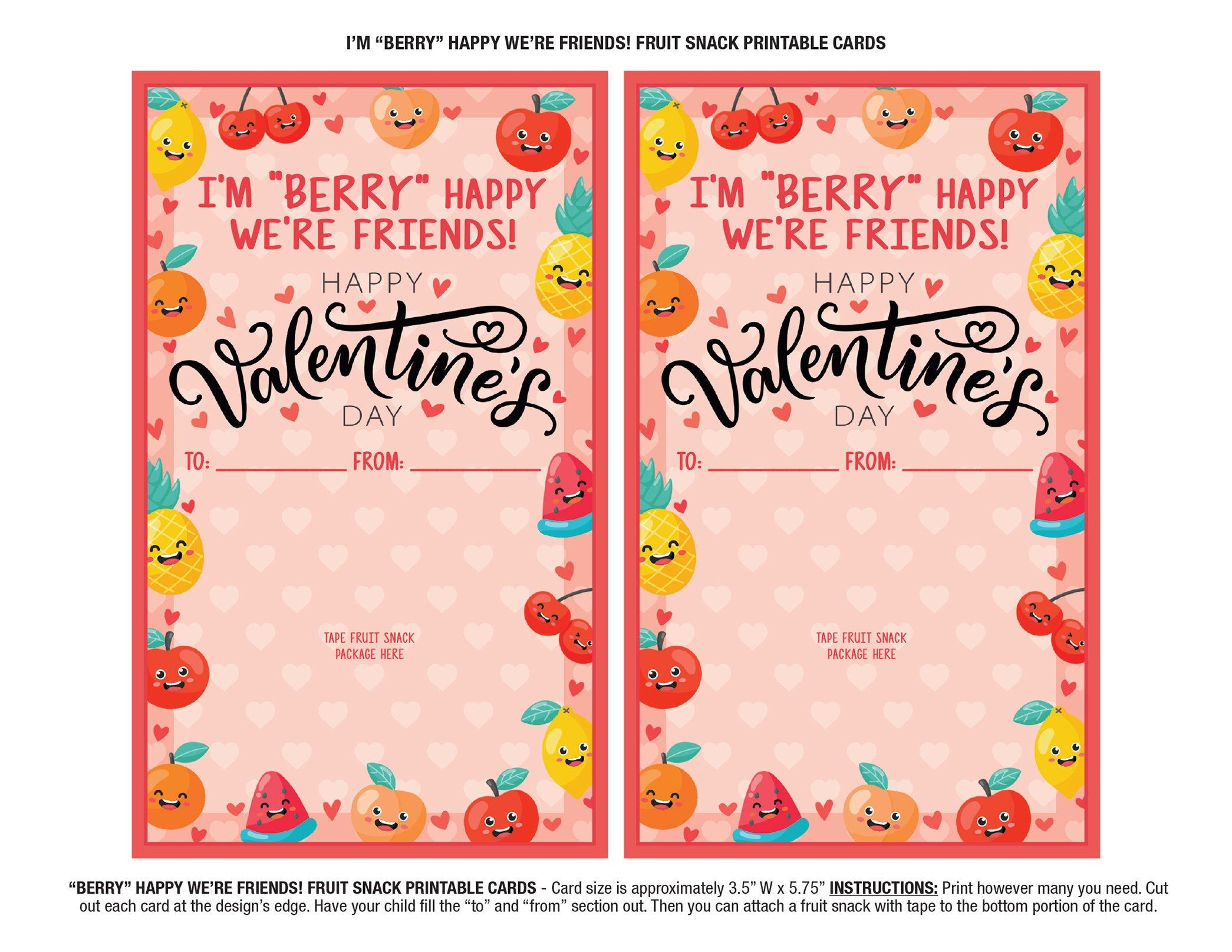 Fruit Snack Valentine Printable Free