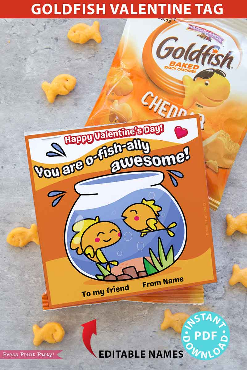 Printable Free Goldfish Valentine Printable