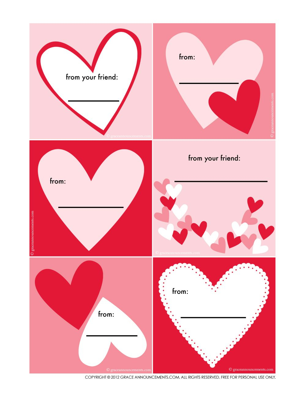 Printable Valentines For Class