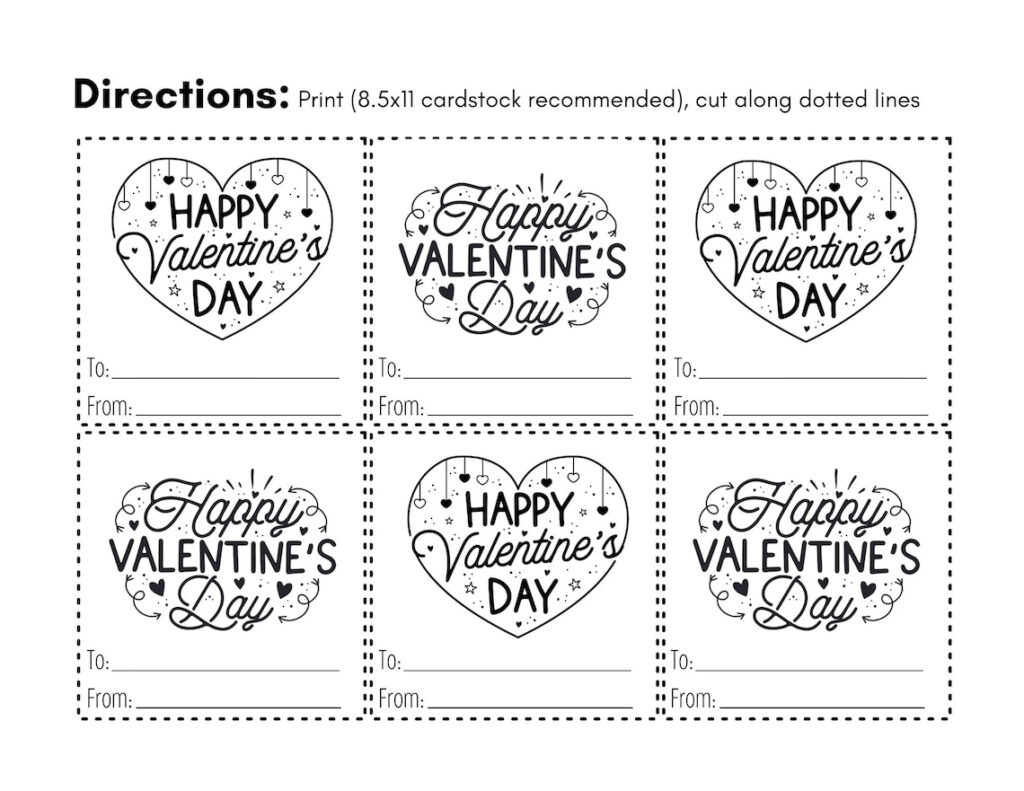 Valentines Day Cards Printable Black And White