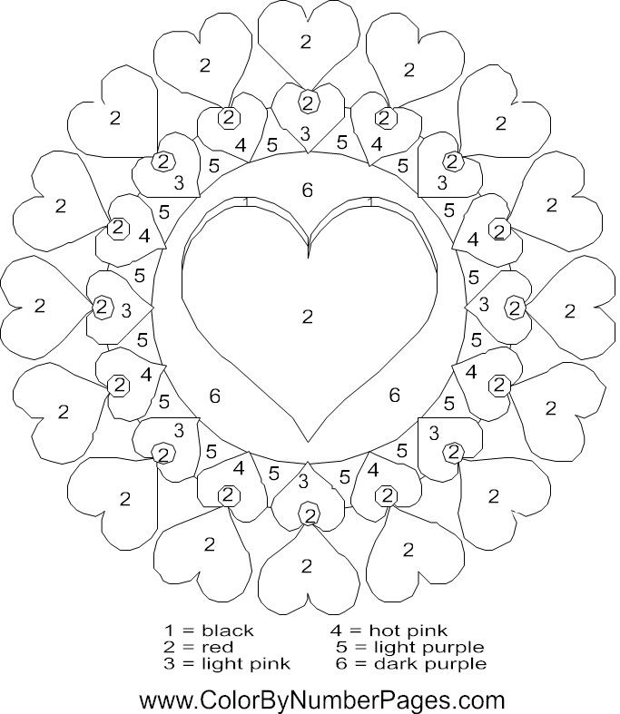 Color By Number Printable Valentine