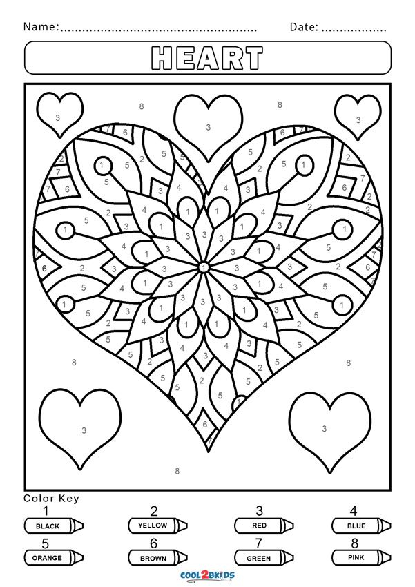 Color By Number Printable Valentine