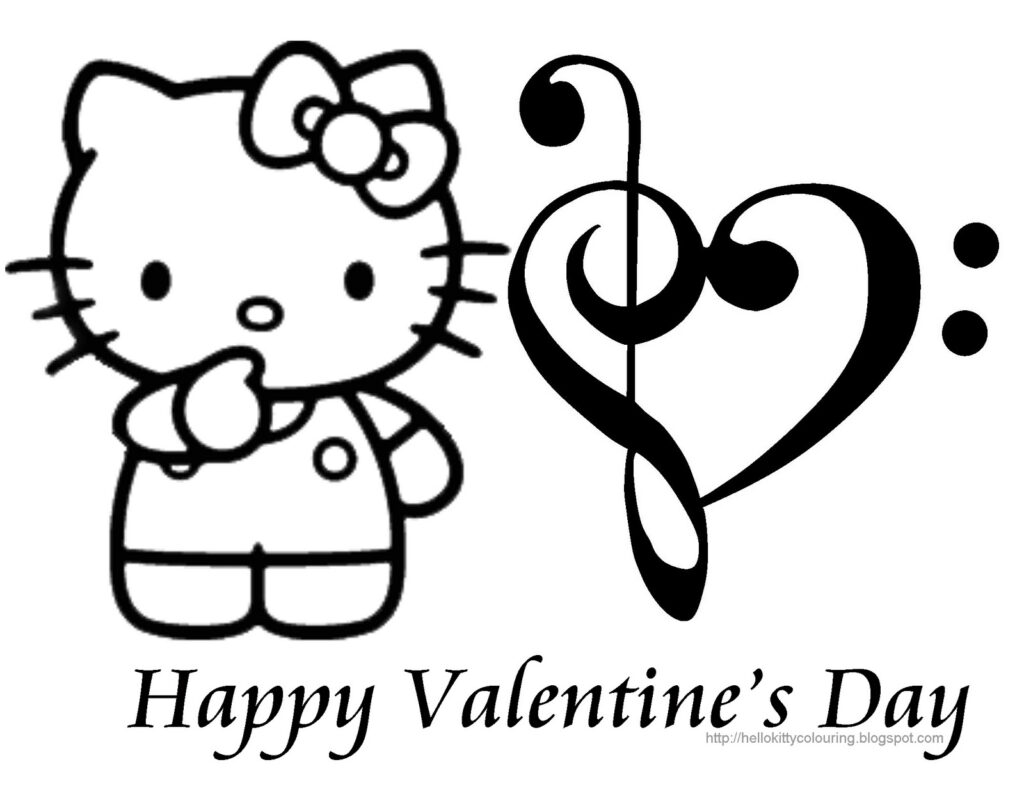 Printable Hello Kitty Valentines Day Coloring Pages
