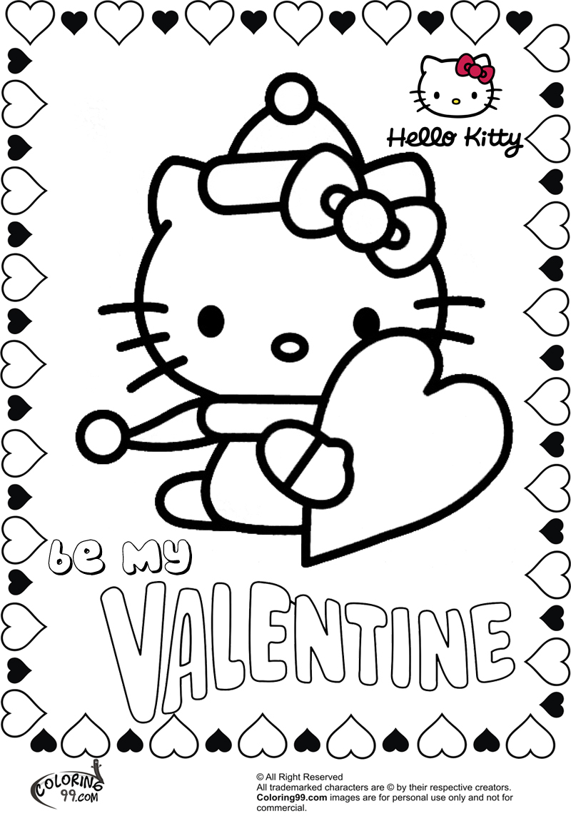 Printable Hello Kitty Valentines Day Coloring Pages