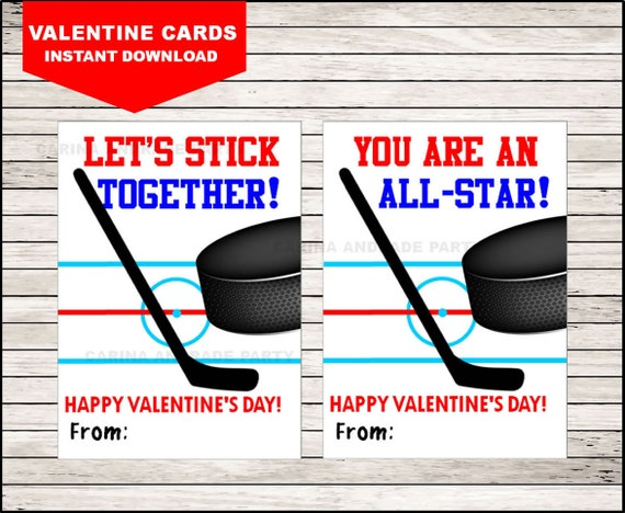 Printable Hockey Valentines Cards