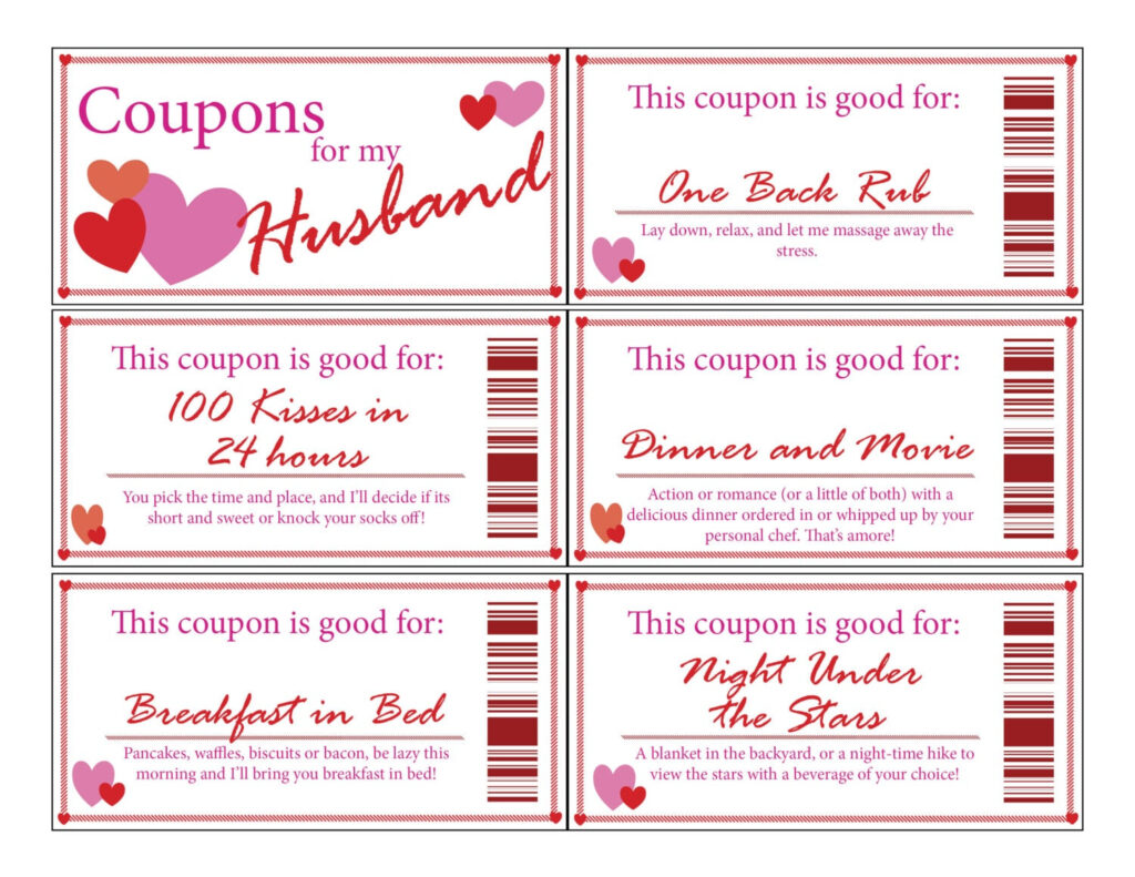 Printable Valentine Coupons For Husband