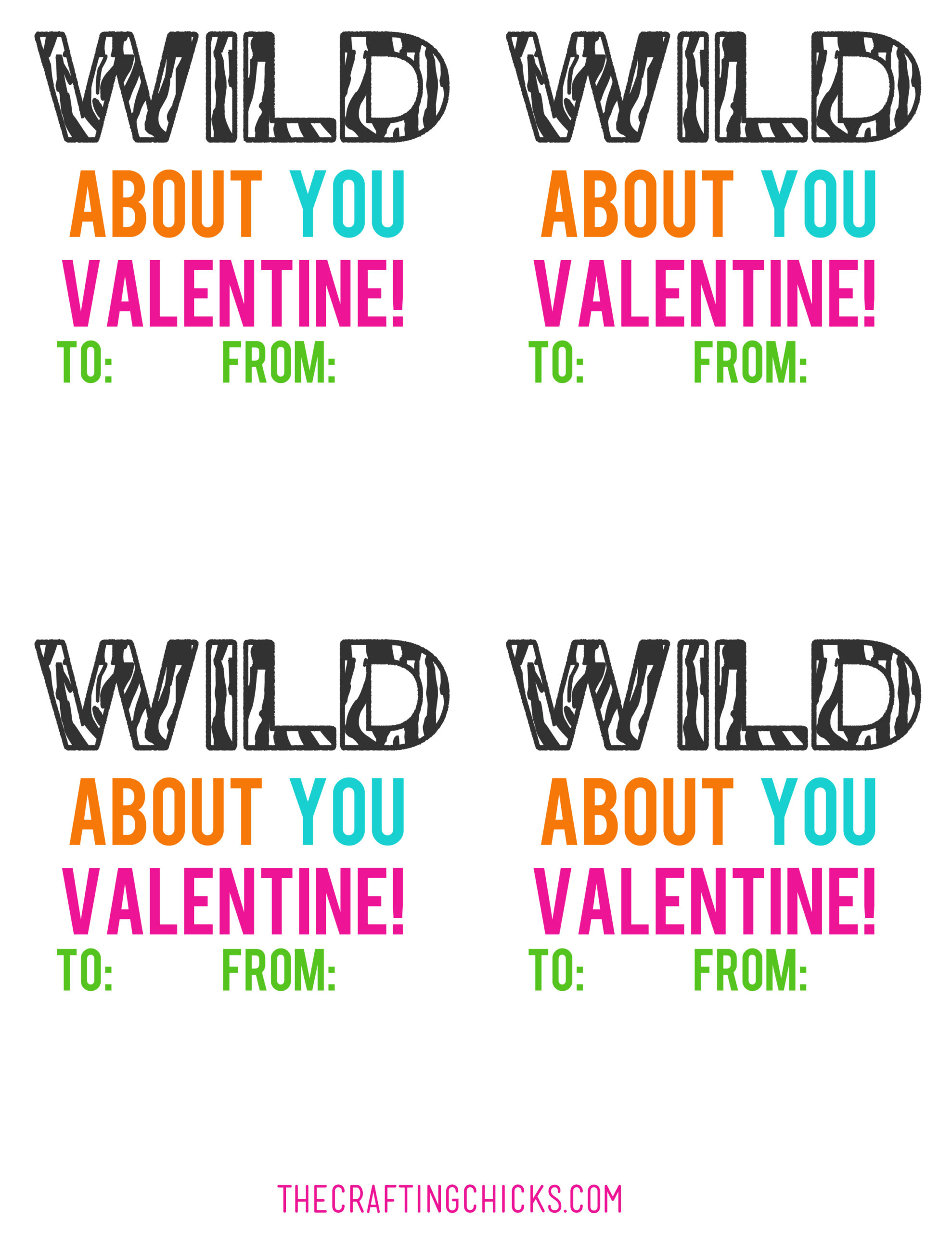 I'm Wild About You Valentine Free Printable