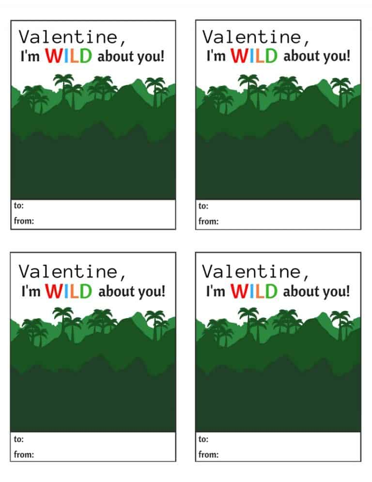 Wild About You Valentine Printable