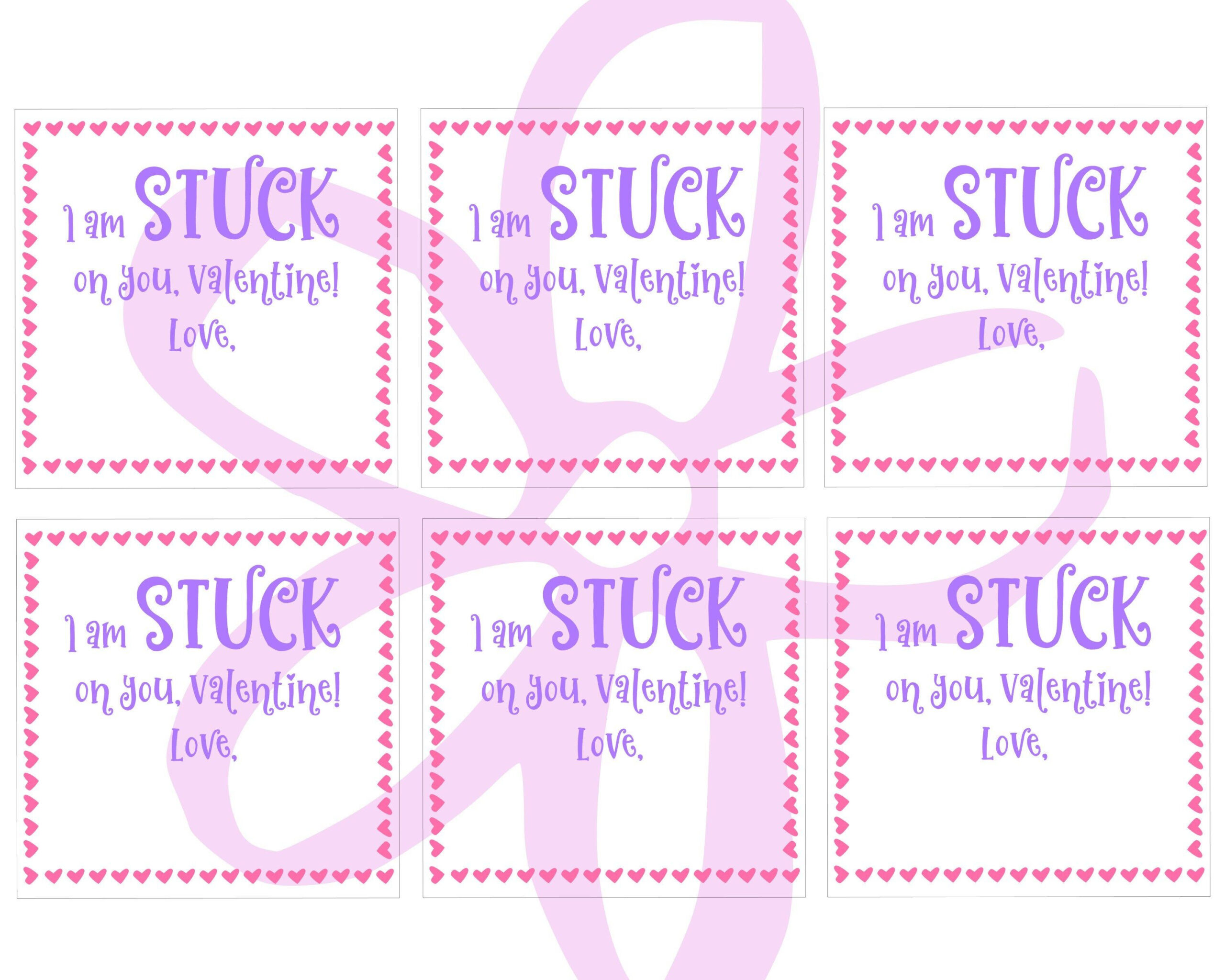Stuck On You Valentine Free Printable
