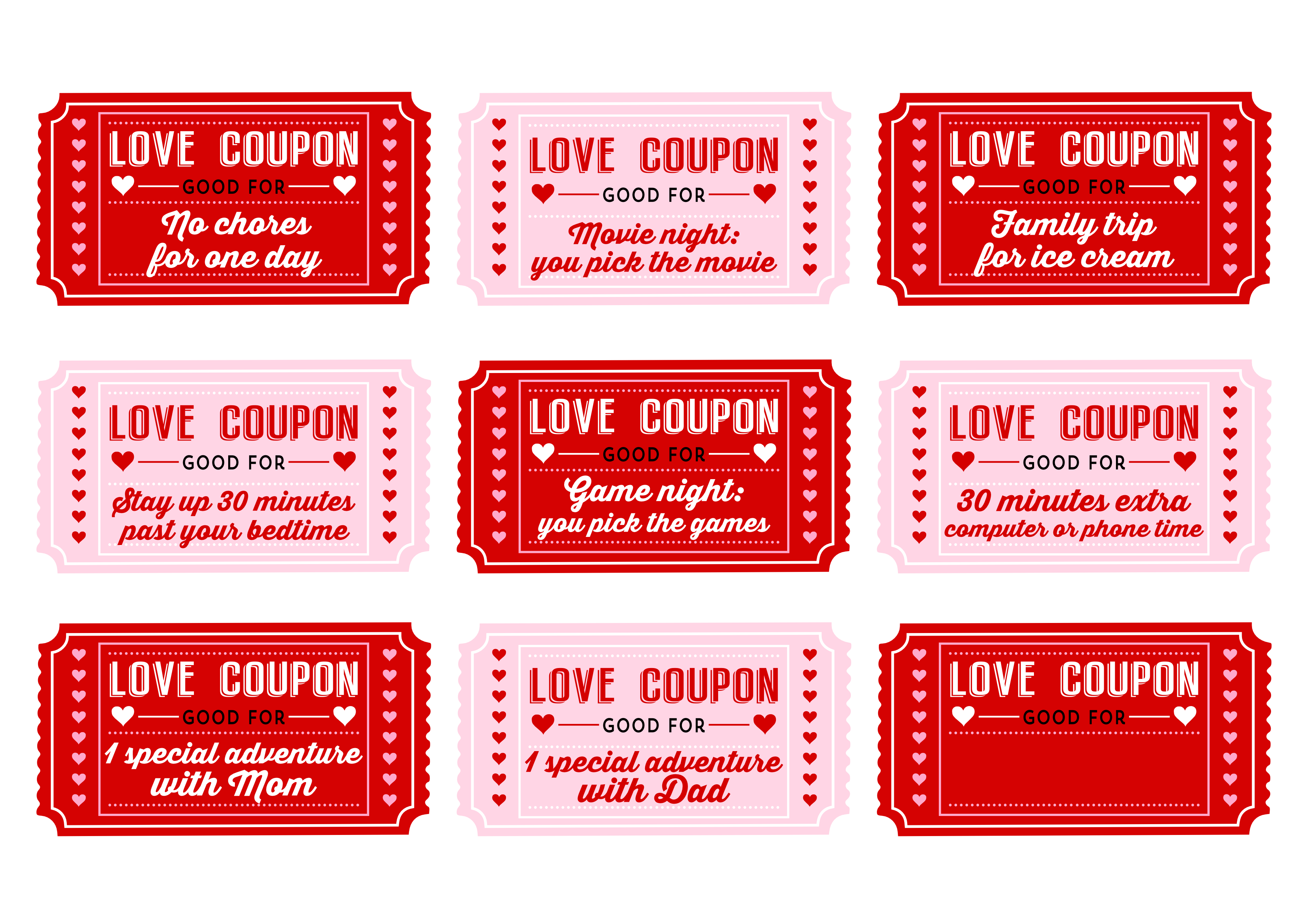 Valentine Love Coupons Printable
