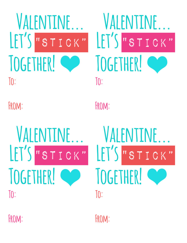 Let's Stick Together Valentine Printable