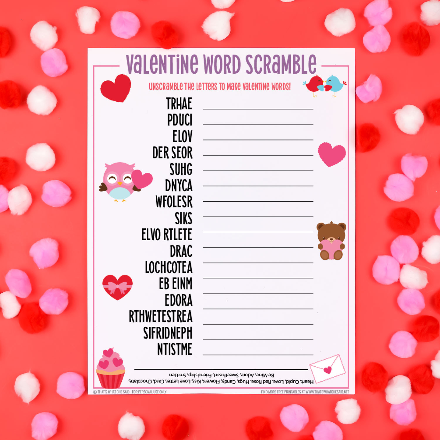 Free Printable Valentine's Day Word Games