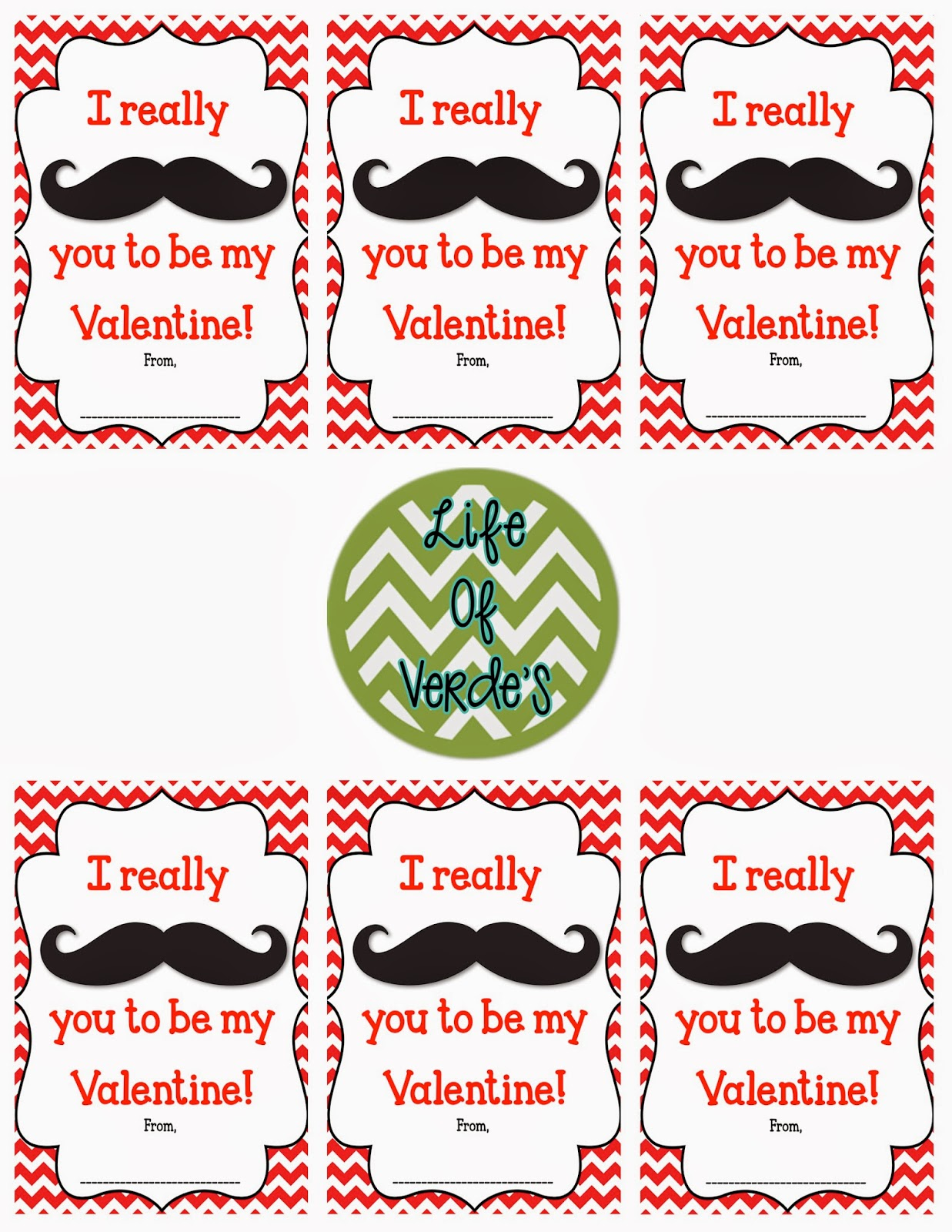 Mustache Valentine Printable Free