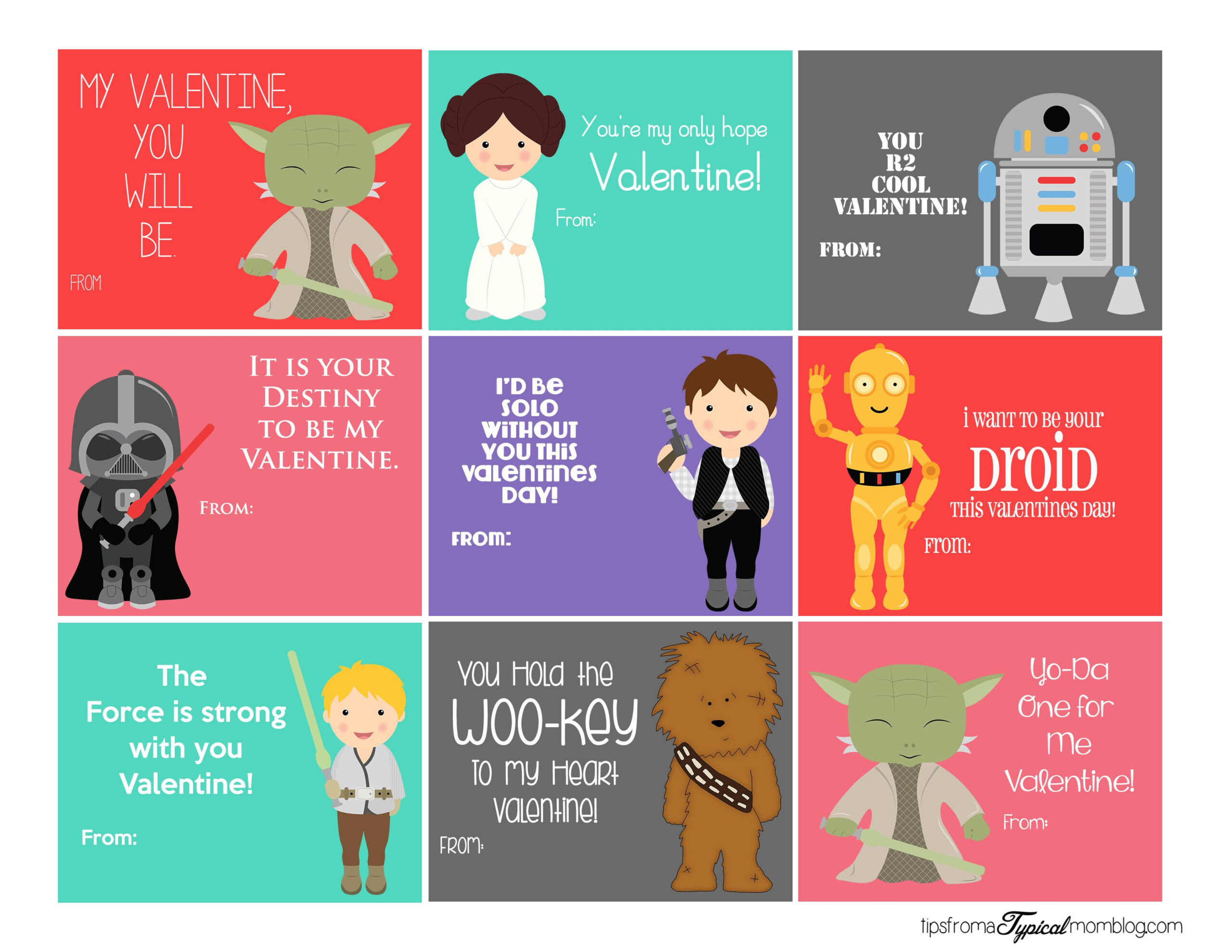 Star Wars Valentines Cards Printable