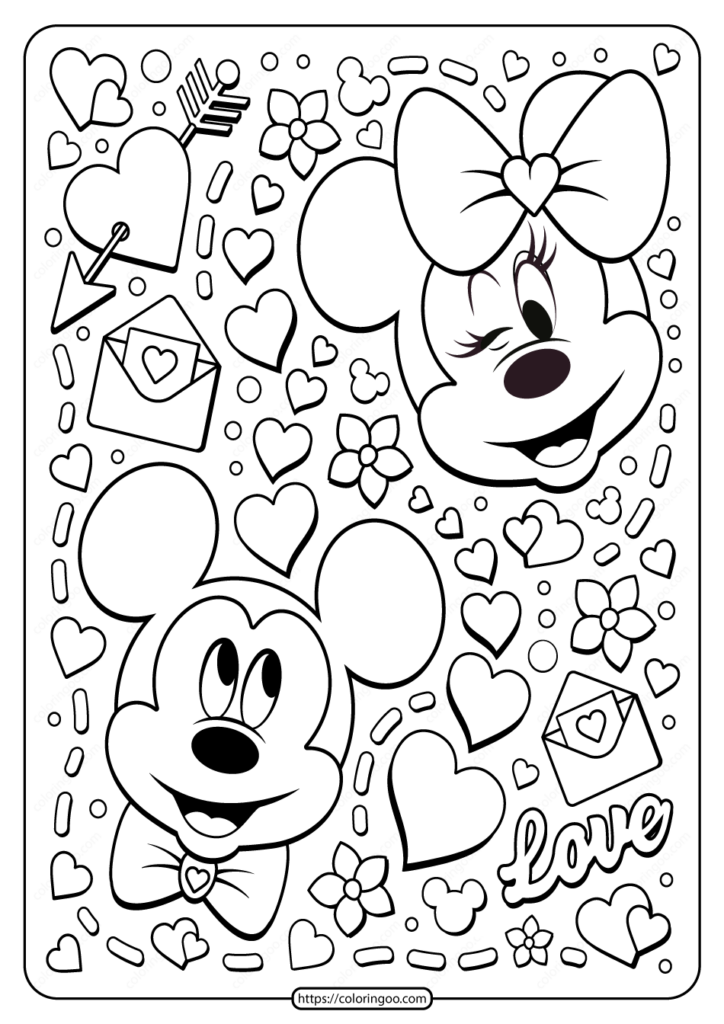 Printable Valentines Day Coloring Pages Disney