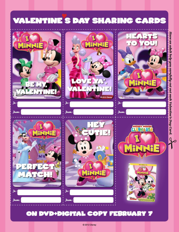 Printable Minnie Mouse Valentine Cards