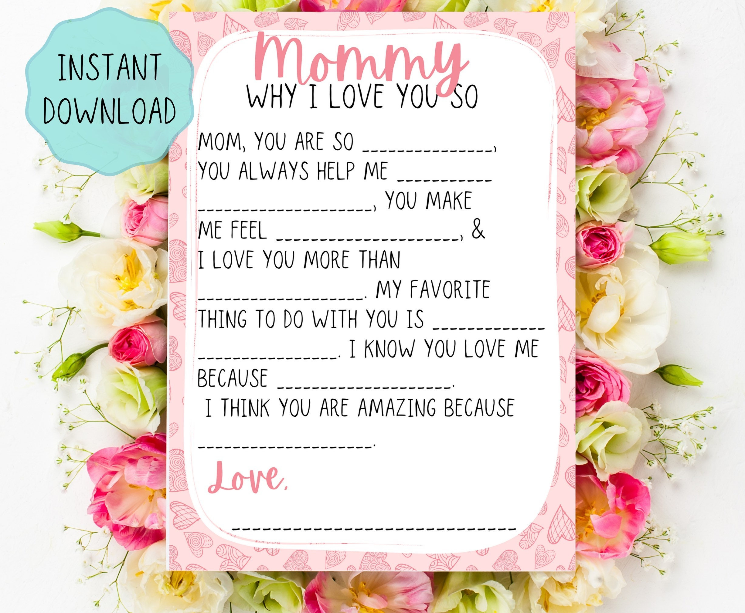 Valentine's Day Card For Mom Printable Free
