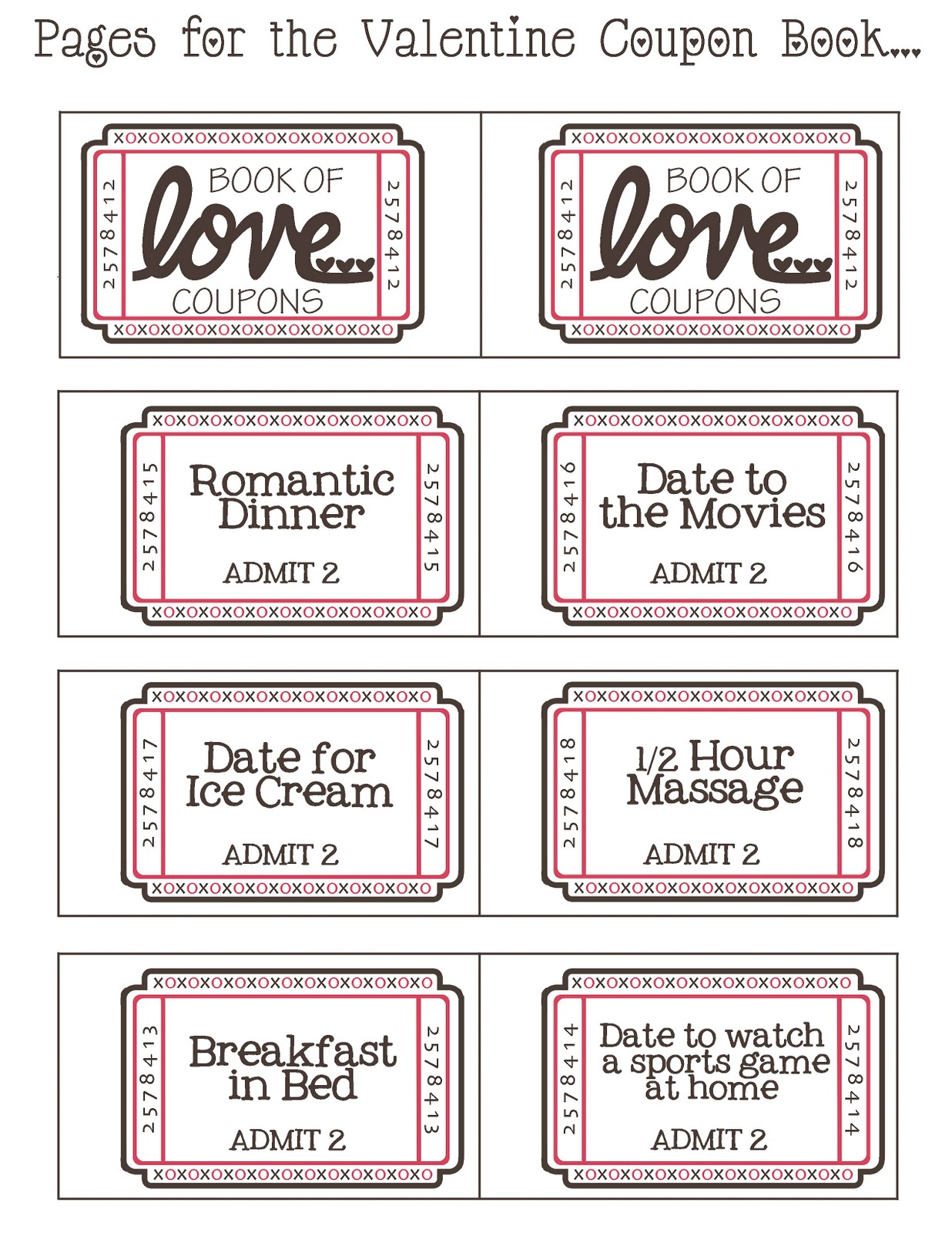 Printable Valentine Coupons For Him