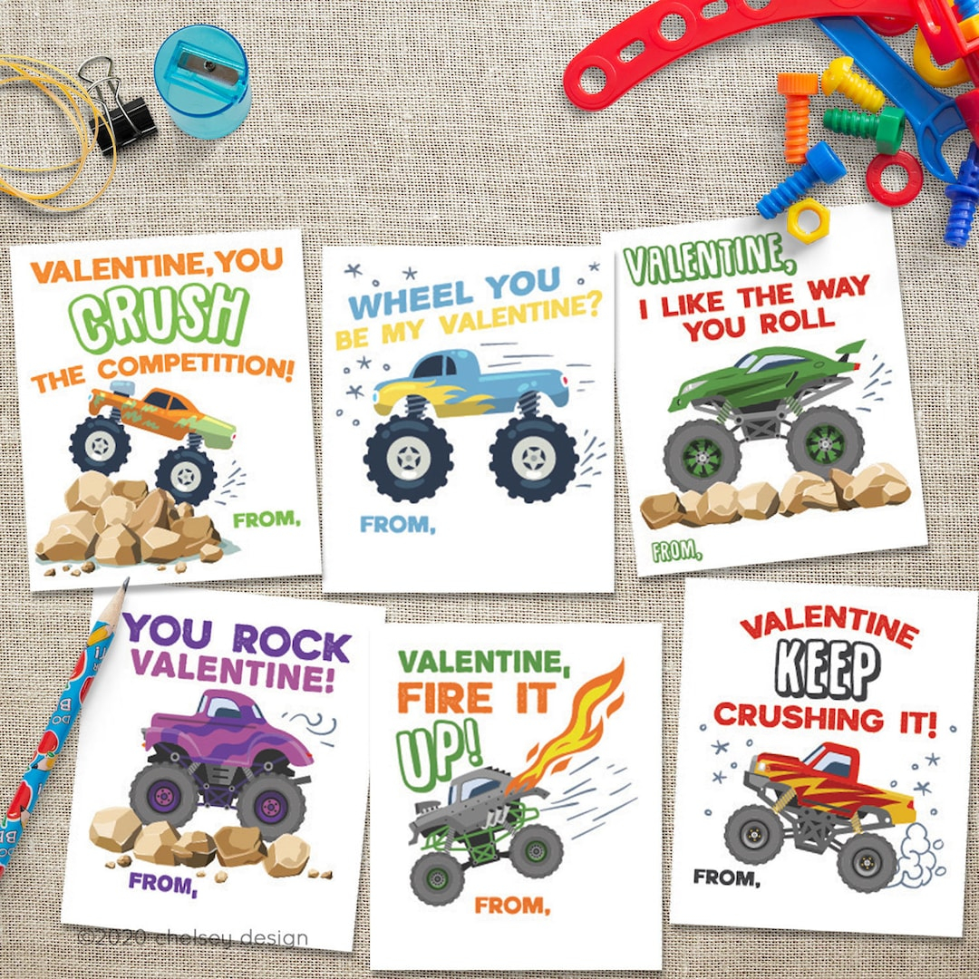 Monster Truck Valentine Printable