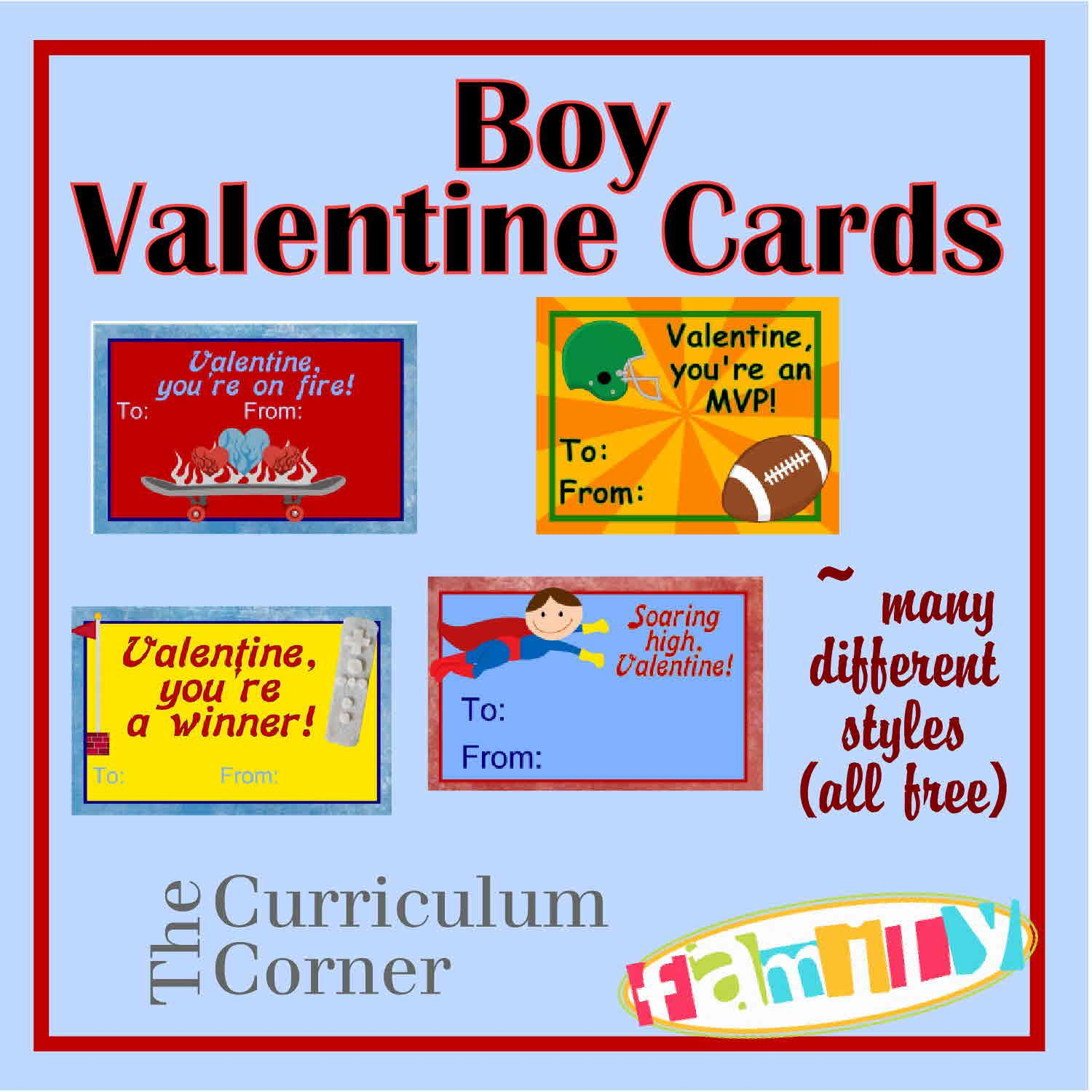 Printable Boy Valentines Cards Free