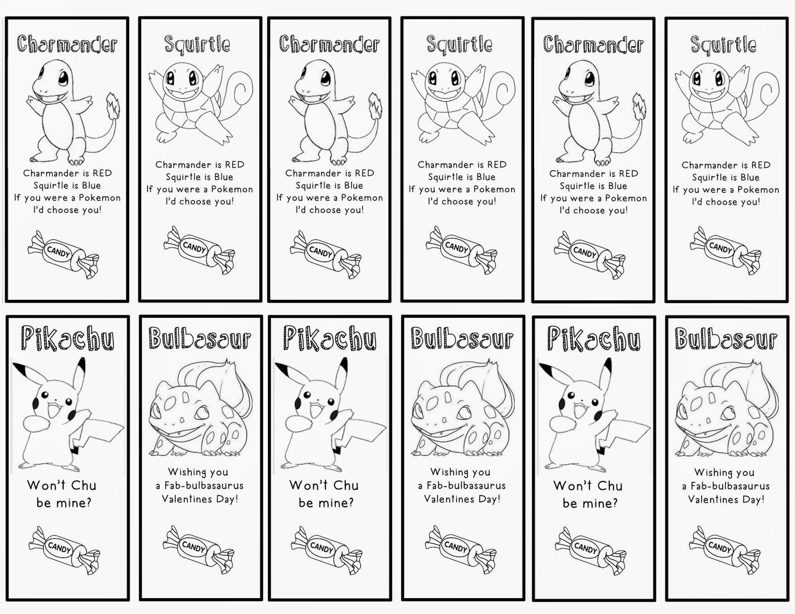 Free Printable Pokemon Valentine Cards