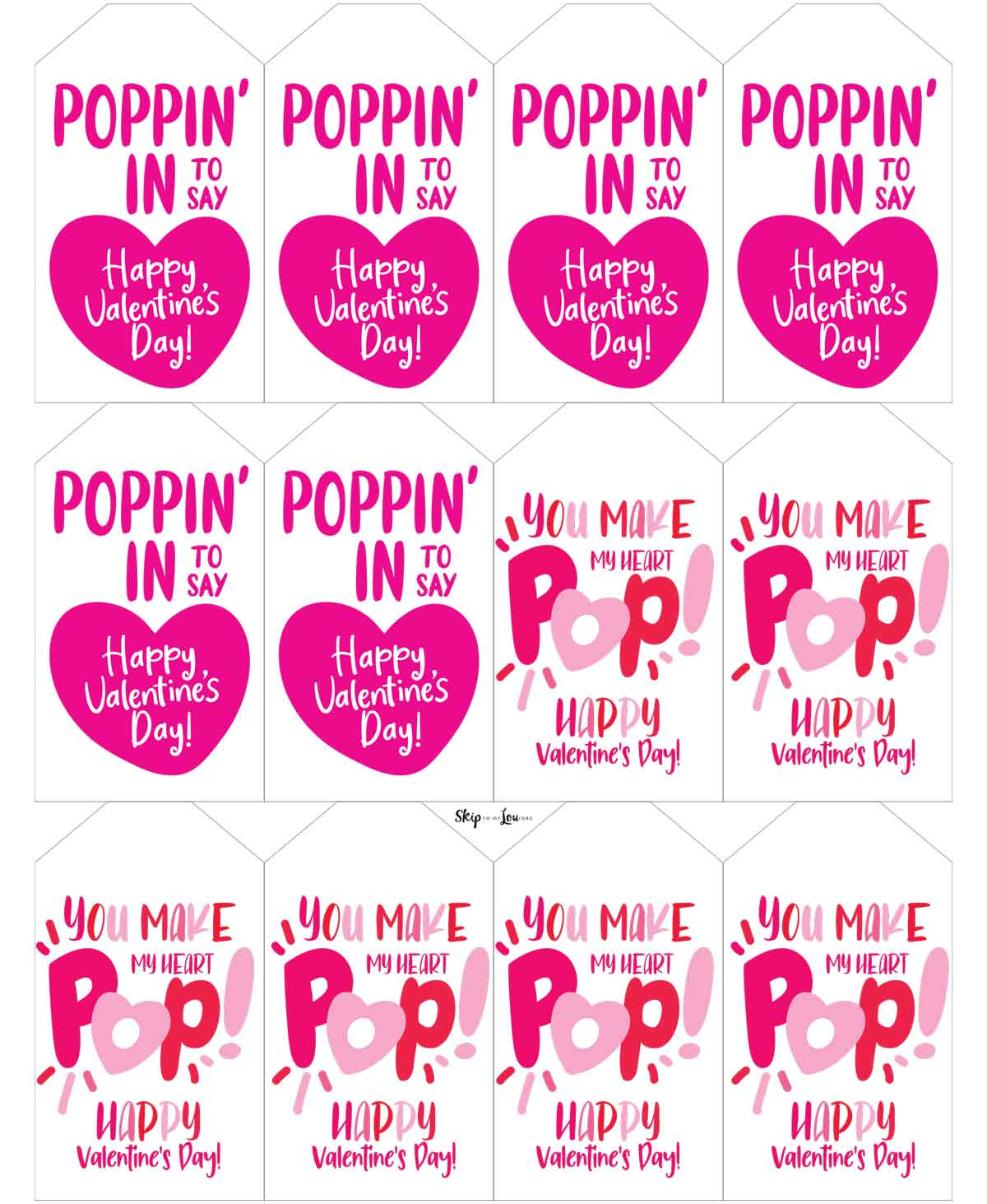 Pop Tube Valentine Printable