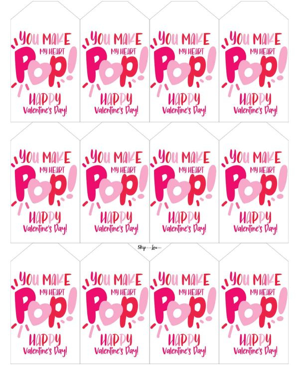 Pop It Valentine Free Printable