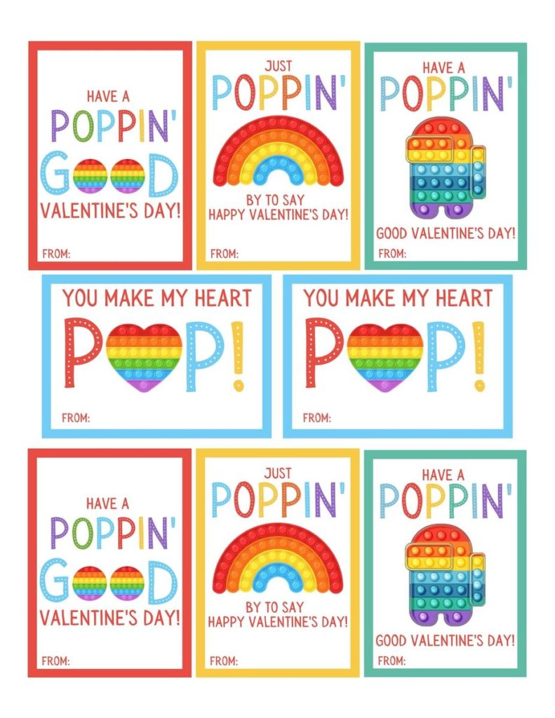Pop It Valentine Free Printable