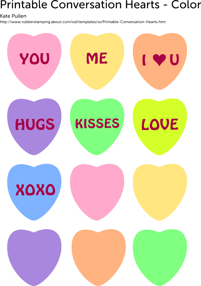 Printable Valentine Candy Hearts