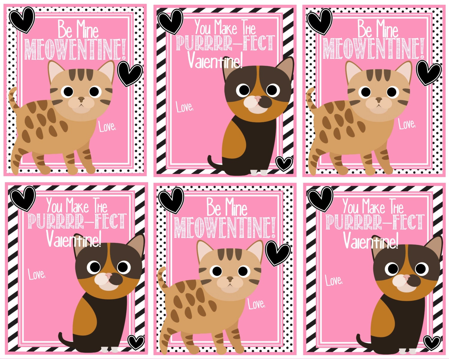 Cat Valentine Cards Printable