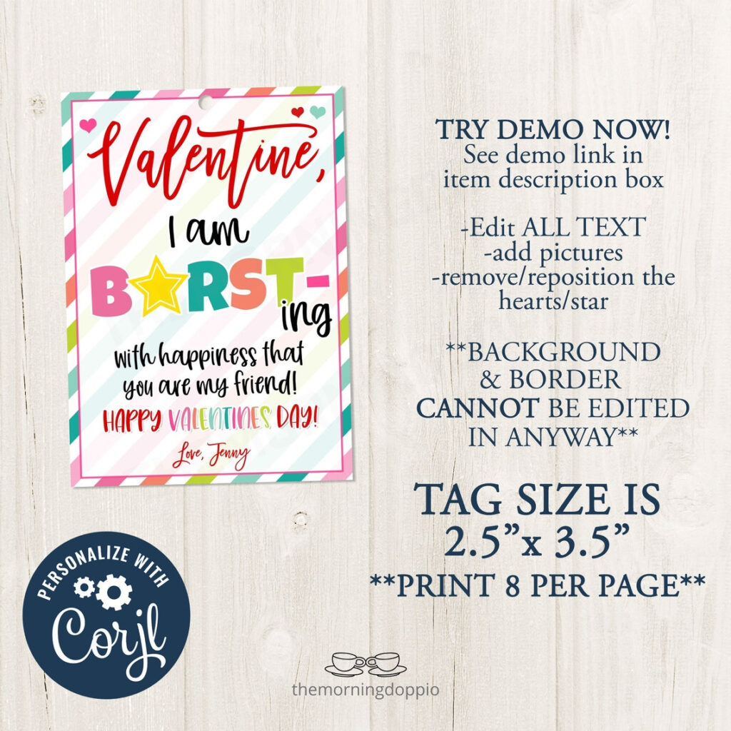 Bursting With Happiness Valentine Printable