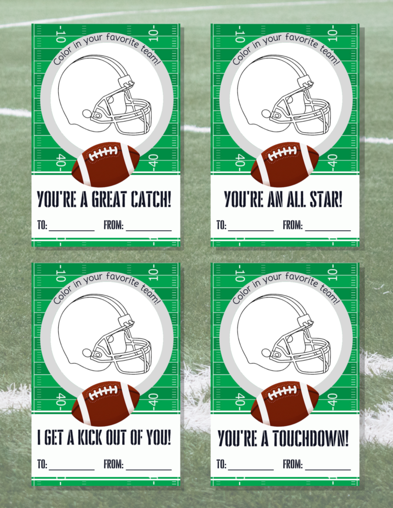 Football Valentines Cards Printable