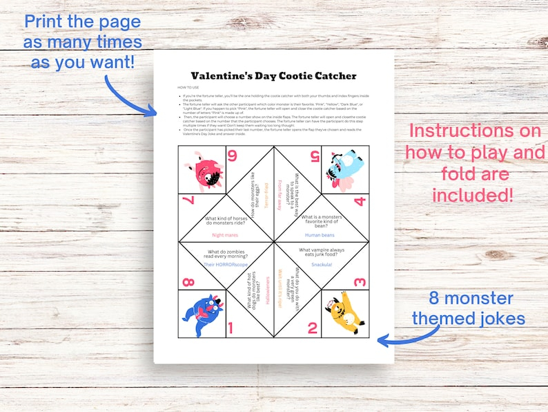 Best Kid Fortune Teller Printables Valentines Day