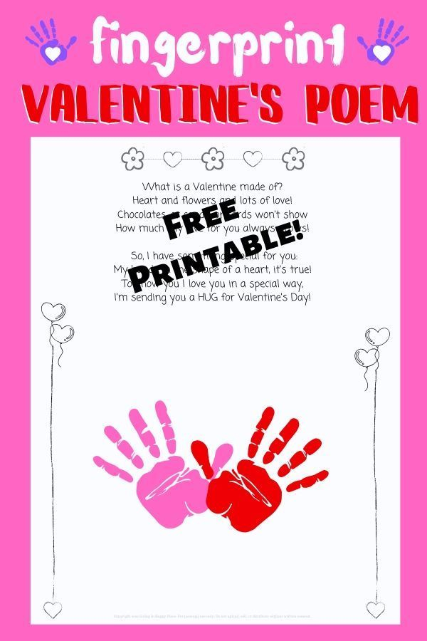 Free Printable Handprint Valentine Poem