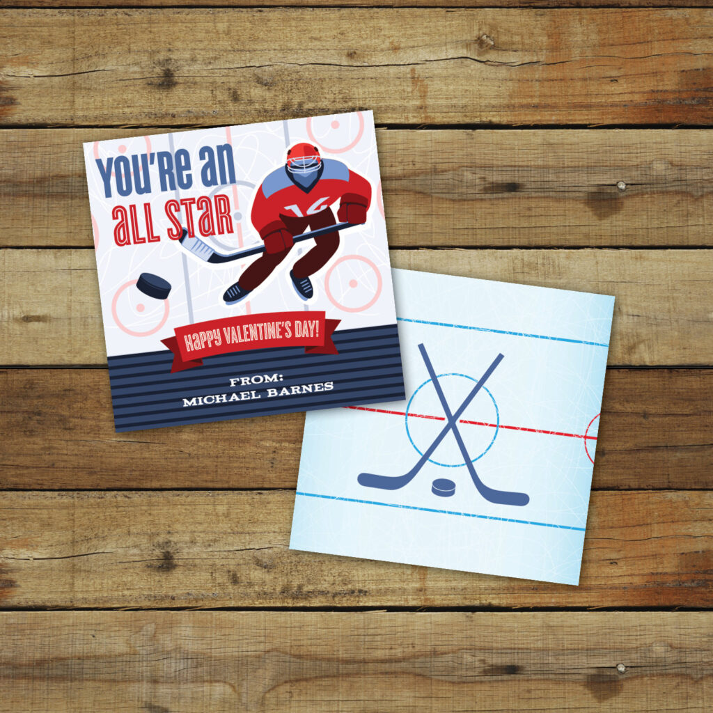 Printable Hockey Valentines Cards